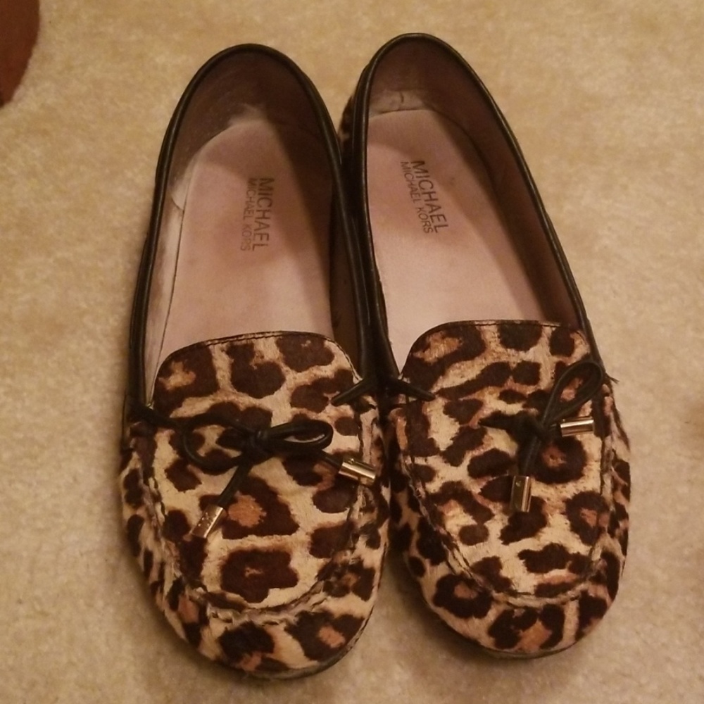 Michael Kors Leopard Print HairCalf Loafers